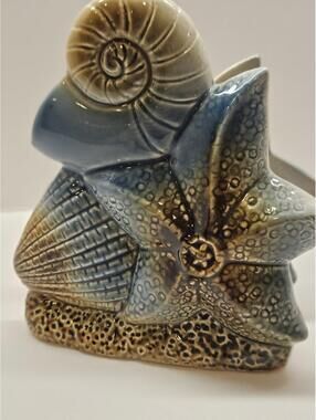 Ceramic Napkin Holder – Coastal Pottery with Starfish & Seashell Relief
